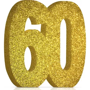 60th Birthday Decorations for Men and Women,60th Anniversary Decorations,Gold Glitter 60th Birthday Party Centerpieces for Table Decorations,60 Table Topper Decor
