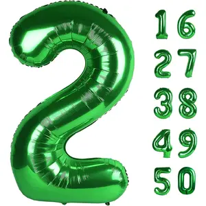 40 Inch Giant Number 2 Green Foil Mylar Helium Balloons for 12th 20th 21st Birthday Party Anniversary Celebration Decorations