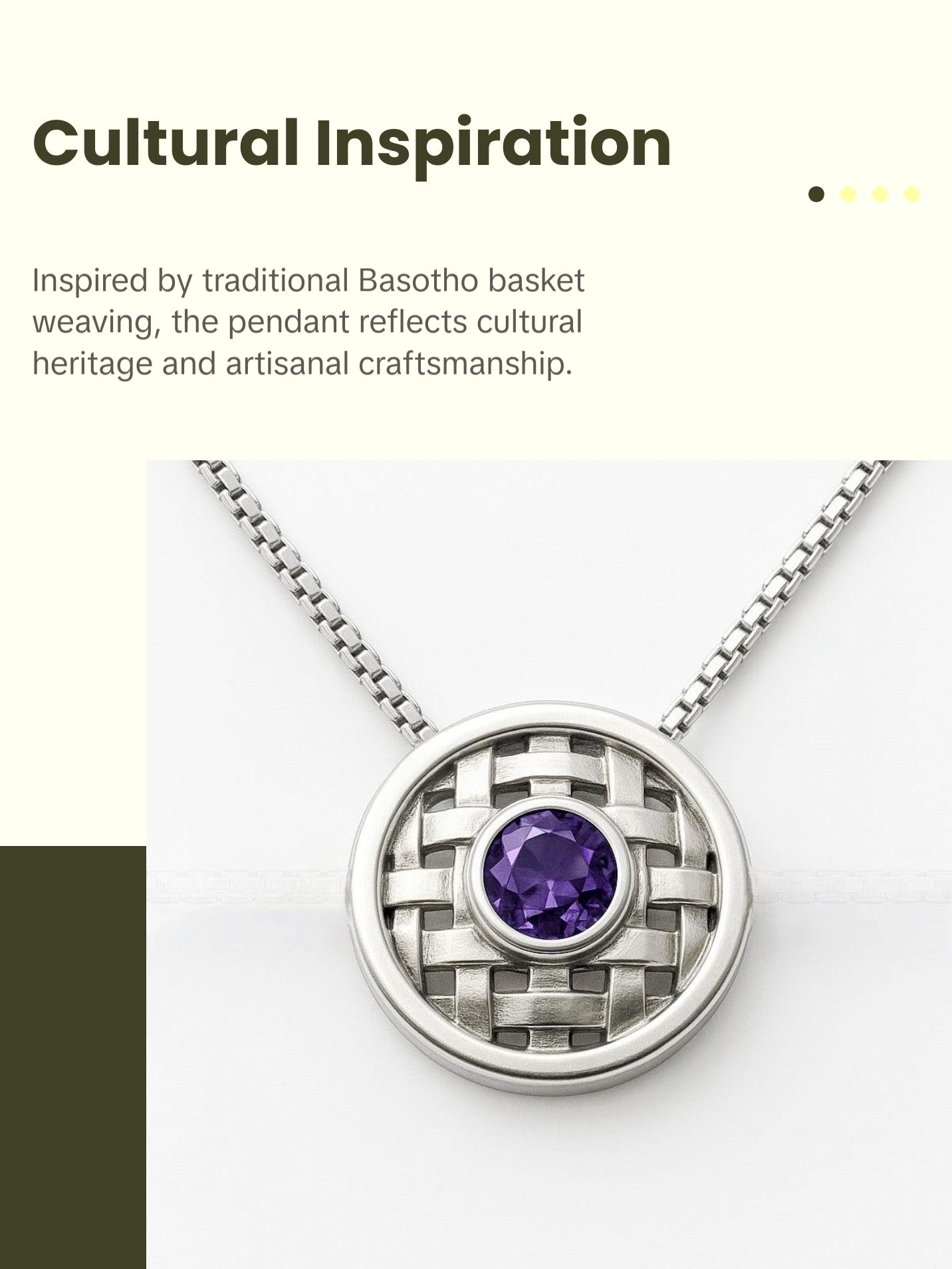 Basotho Amethyst Sterling Silver Basket Weave Pendant Necklace
