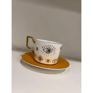 Evil Eye Cup & Saucer Set {Gold Eyes & Plate}