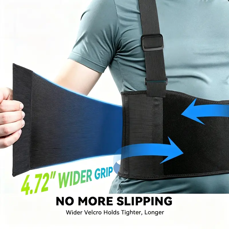 Men's Adjustable Neoprene Lower Back Support Belt - Neoprene Brace, Adjustable-Harness, Extendable Velcro Wrap, Fitness Gear, S Size (Waist 84-88cm), 2XL Size (Waist 100-104cm), Sciatica Pain Relief, Heavy Lifting Protection, Prop 65 Safe