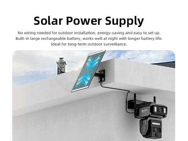 4pc 2K Solar Powered PTZ Cameras with Dual Lenses, 360° Pan-Tilt, Color Night Vision, Active Siren & Spotlight, Auto Tracking, PIR Motion Alerts, 2-Way Audio, IP66 Waterproof, SD/Cloud Storage
