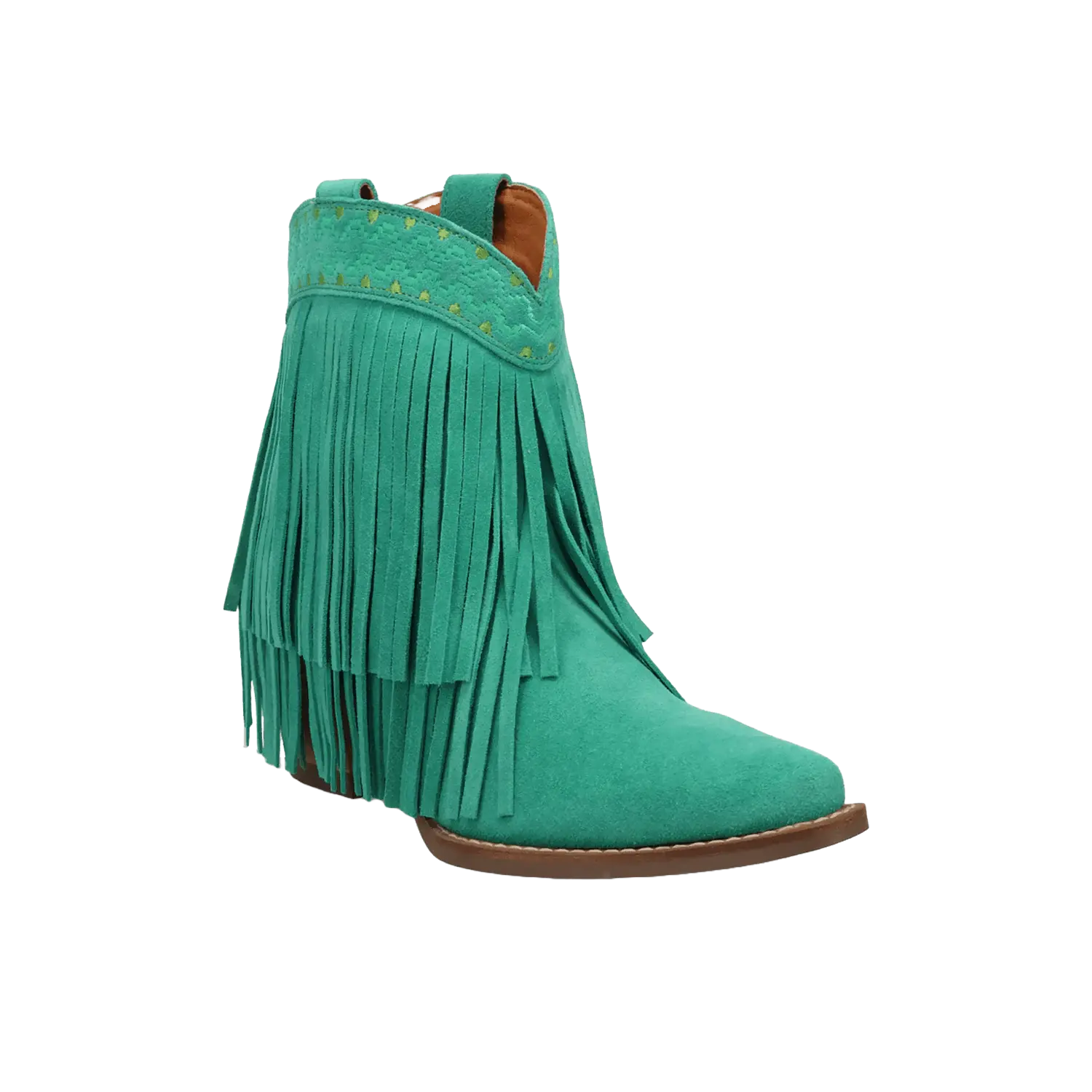 Dingo Ladies Tapadero Suede Fringe Green Booties DI2181-GN