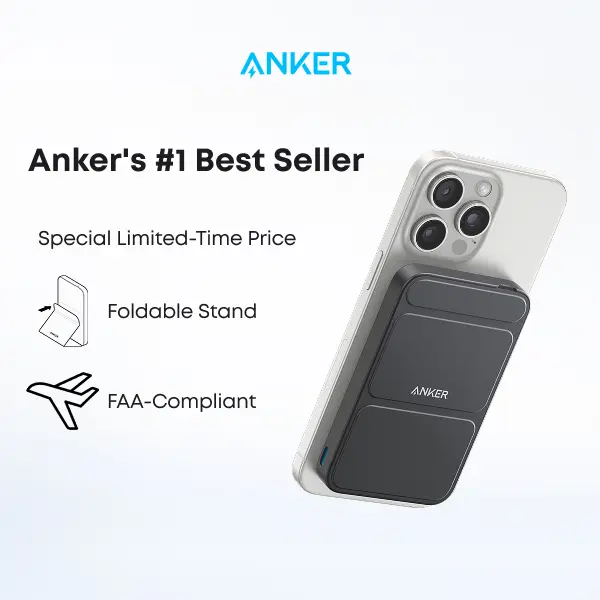 Limited Offer]Anker 622 Magnetic Battery MagGo, 5,000mAh Foldable Wireless  Power Bank with Stand and USB-C Port, Compatible for iPhone 16/15/14/13/12  - TikTok Shop