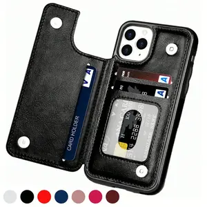 Luxury Leather Wallet Phone Case for iPhone 16 15 14 13 12 11 Pro Max SE X XR XS Max with Kickstand and Credit Card Slots