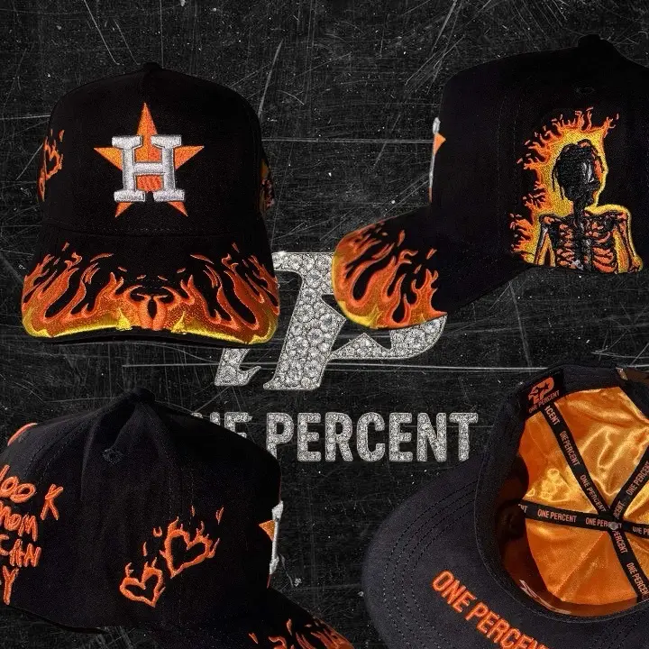 One Percent Hat Astro Travis with Flame Design for Stylish Outfits