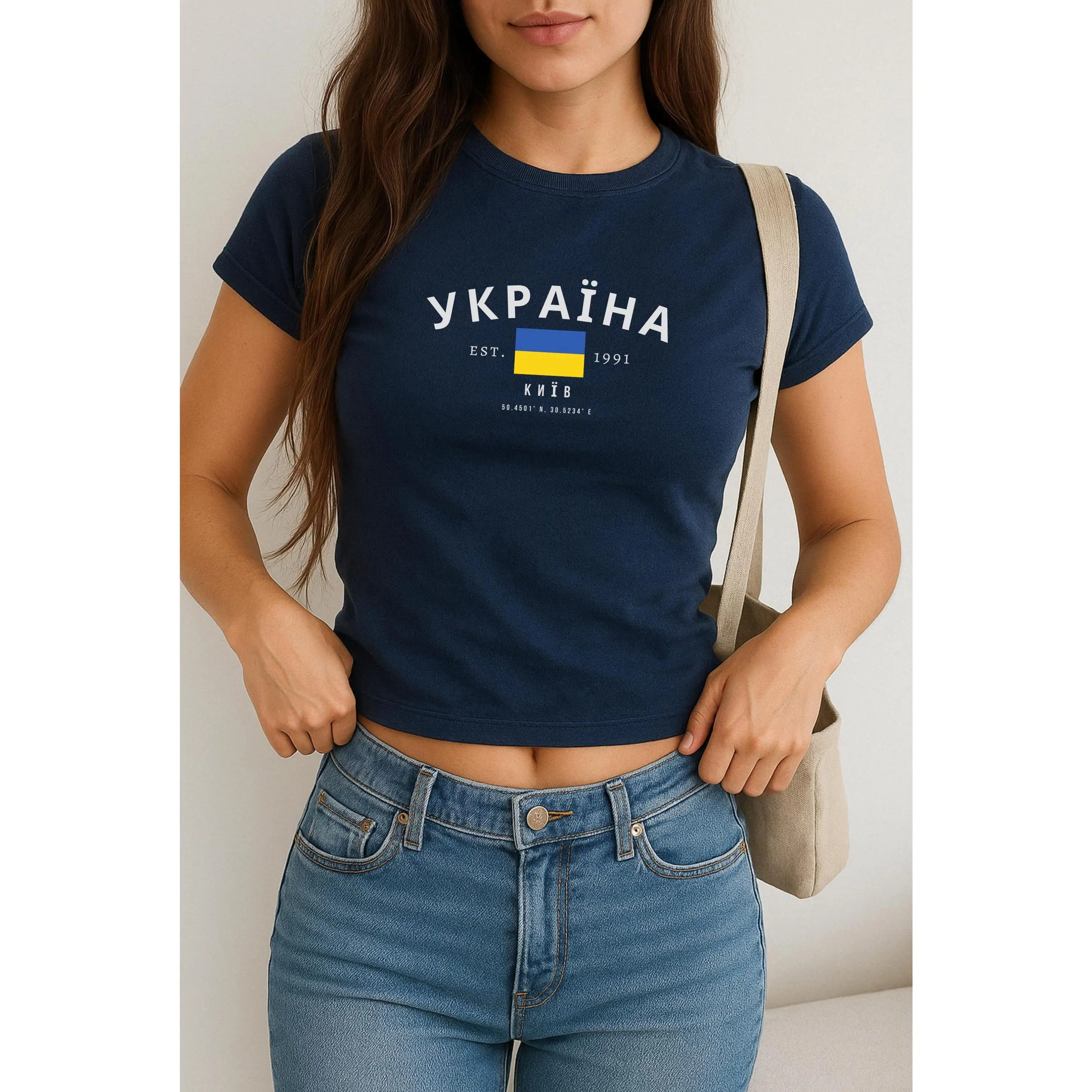 Ukraine Baby Tee, Ukrayina Y2K Top, Vintage Kyiv Flag Shirt, Eastern European Aesthetic Tee, Ukrainian Pride T-Shirt for Women+