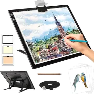 Rechargeable A3 Light Pad for  Painting,Tracing Light Box with Stand and Clip,3 Colors Stepless Dimmable and 6 Levels of Brightness Light Board for Artists,Drawing,Sketching,Animation