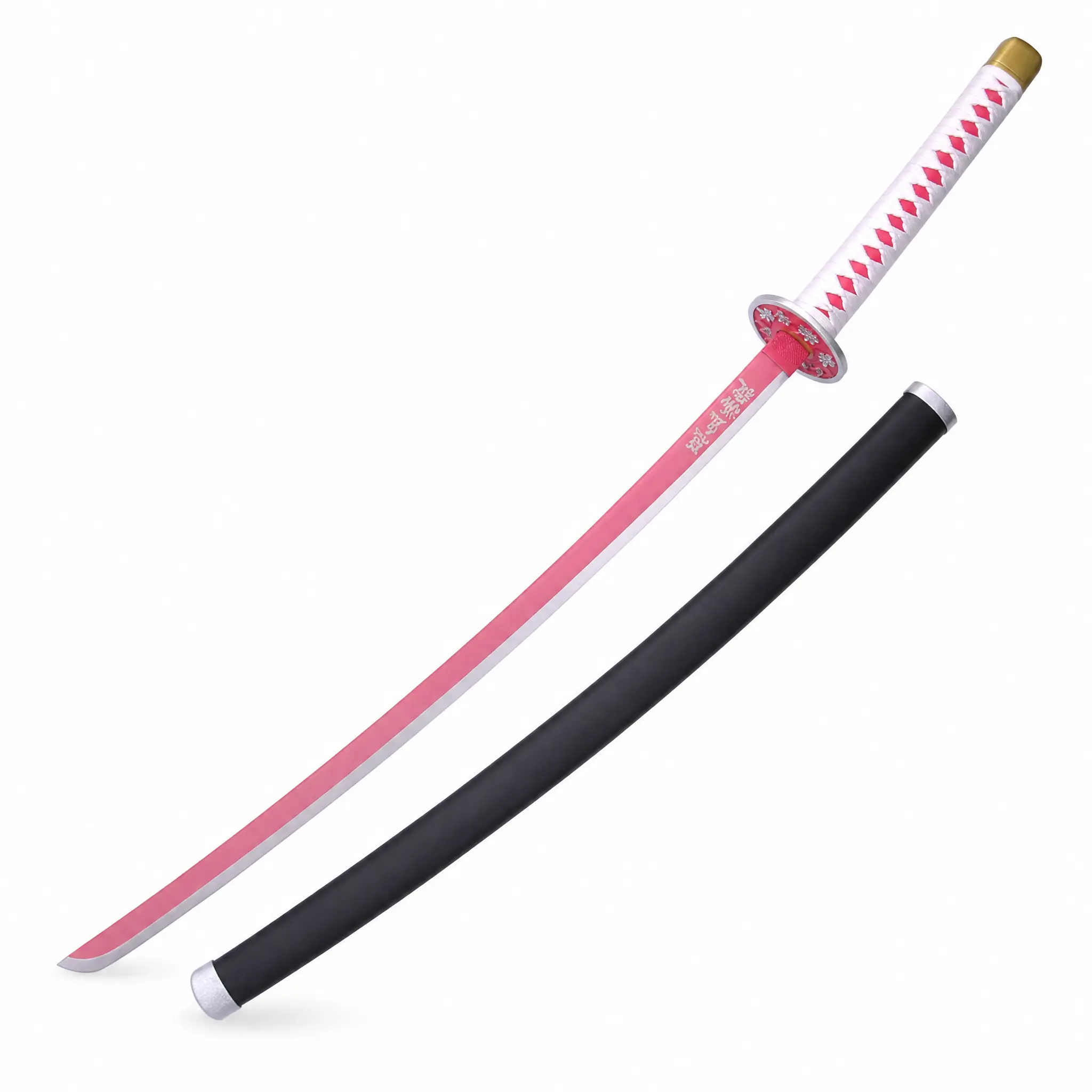 Premium 40.5" Pink Blossom Guardian Prop Replica - Durable Resin Decorative Sword with Matte Black Scabbard, Safe Blunt Fan Collectible