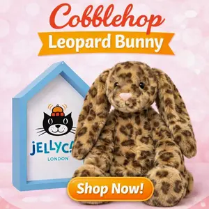 Exclusive Jellycat Cobblehop Leopard Bunny Plush – Rare Collectible Stuffed Animal Gift for Her