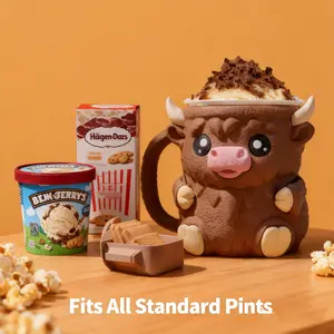 Sweet Treats in Style New Ice Cream Cup Holder with Adorable Design Featuring a Freezer-Safe Handle and Two Spoons Perfect Gift for Ice Cream Lovers Kitchen Utensils Bottles Penguin