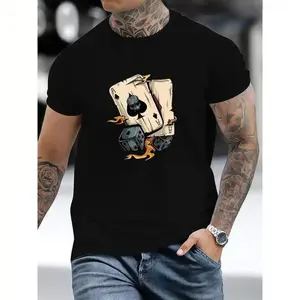 Men'S Casual Black T-Shirt, Complex Skull And Mechanical Design-Pure Cotton, Round Neck, Short Sleeve, Fashion Pattern T-Shirt T-Shirt For Men And Women