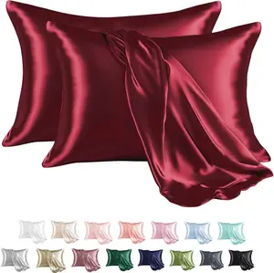 Satin Pillowcase for Hair and Skin, Silk Satin Pillowcase 2 Pack, Queen Size Pillow Cases Set of 2, Silky Pillow Cover with Envelope Closure