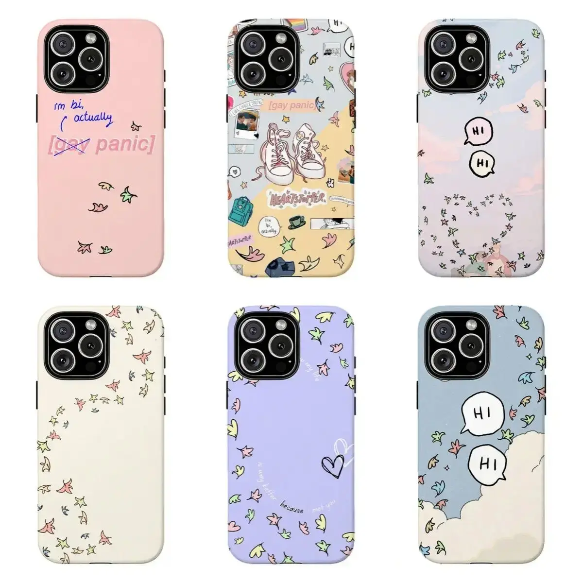 Heartstopper Leaf Confetti Custom Phone Case - Soft Pastel LGBT Coquette Aesthetic Y1576 | Phone Case Compatible with iPhone 17 16 15 14 13 12 11 pro pro max & Samsung S26 S25 S24 S23 S22 Durable Protection Dual Layer Design Glossy