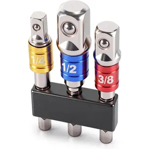 3 count Hex Shank to Square Heavy Duty Socket Adapter Set,  Grade Drill Socket Adapter (1/4", 3/8", 1/2"), Anti-Slip Detent Ball, drill Attachments for Power Drill &  Driver