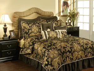 Austin Horn Lismore Black 3 Piece Luxury Comforter Set