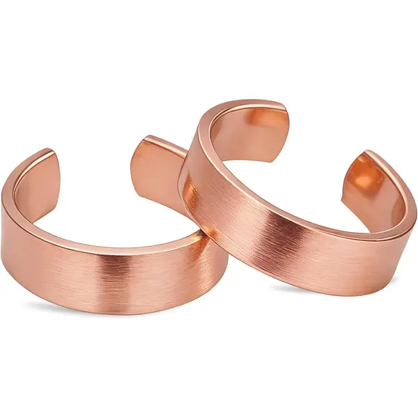 Pure Copper Rings for Women & Men (Two-Pack) — Solid Raw Copper — Uncoated Handmade Adjustable Open-End Tibetan Style Rings