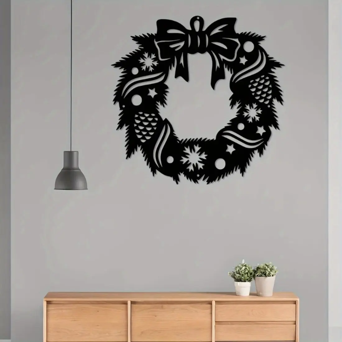 CIFbuy Metal Christmas Wreath Wall Decor, Rustic Iron Art Holiday Decoration, Indoor Outdoor Use, Perfect for Living Room Balcony Terrace