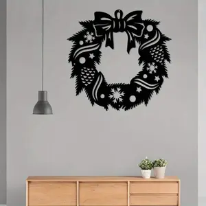 CIFbuy Metal Christmas Wreath Wall Decor, Rustic Iron Art Holiday Decoration, Indoor Outdoor Use, Perfect for Living Room Balcony Terrace