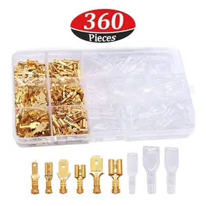 135/270/360Pcs With 6.3/4.8/2.8 Plug Spring Plug Piece And Protective Sheath Gold Terminal Box Durable Reliable Connectors Suitable For Automobiles Motorcycles And Ships Terminal Plug Kit