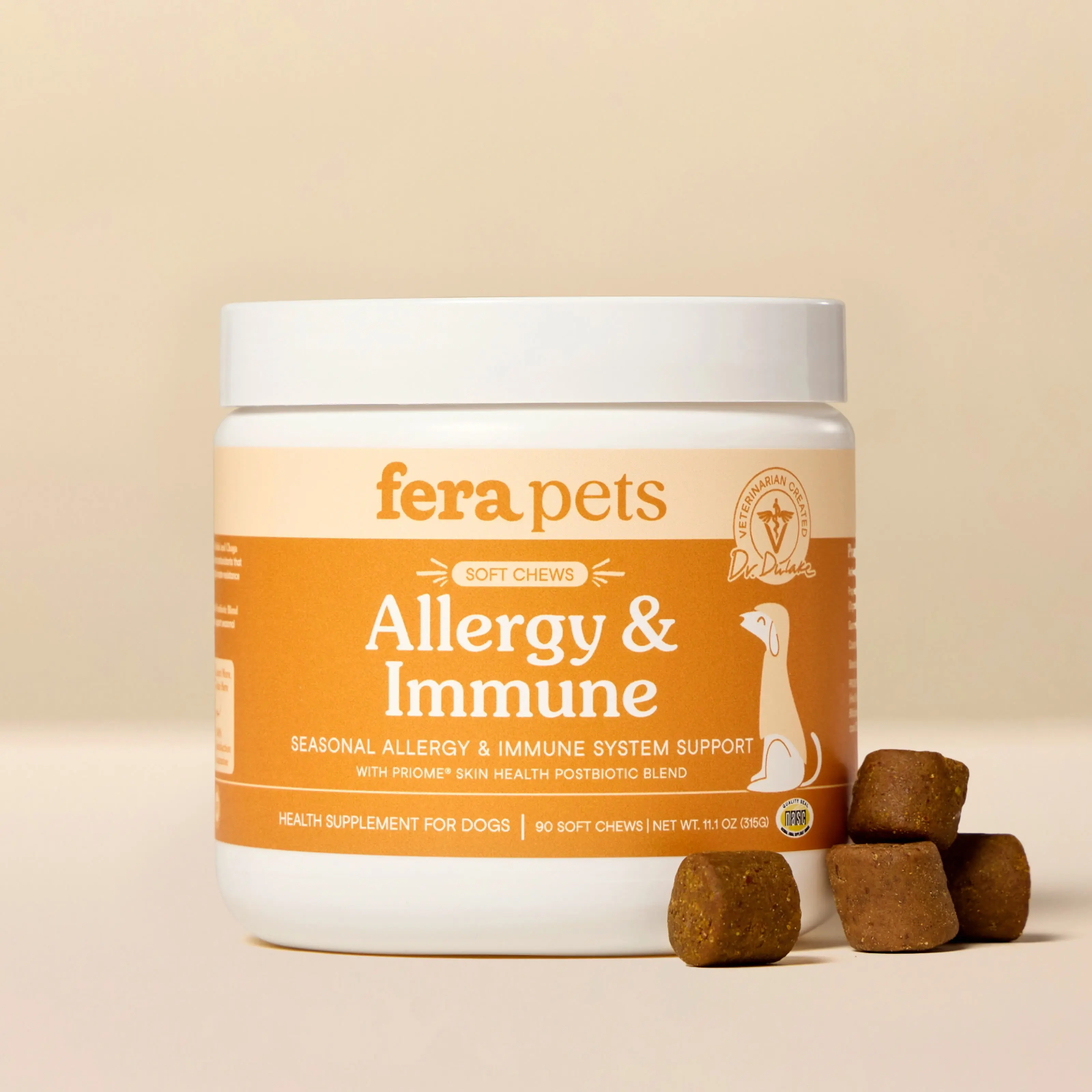 Fera Pets Allergy & Immune Soft Chews for Dogs – Vet‑Formulated Daily Support with Mushrooms, Colostrum, Quercetin & Postbiotics