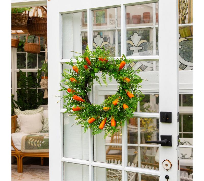 Nearly Natural 22" Mixed Fern Wreath with Carrot Ornaments