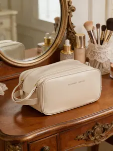 1pc  New multifunctional makeup bag for women's storage bag with zipper closure, fashionable and versatile, casual and simple, suitable for travel, commuting, business trips, and women's makeup bag, Makeup Pouch