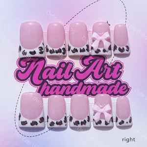 Delicatething Y2K Style Duckbill Nails, Handmade Wearable Nails, Nail Art, 3 Sizes S M L, Bow French Design, Perfect Gift for Girls