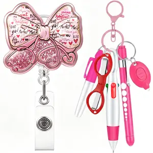 6 Piece Nurse Badge Work Set, Includes Permanent Marker, Pen Light, Retractable Ballpoint Pen, Butterfly Retractable Badge Clip, Foldable Scissors, LED Flashlight