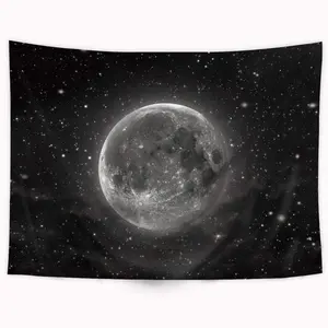60x80Inch Universe Moon Themed Tapestry Galaxy Planet Tapestry Black and White Tapestry Outer Space Image Tapestry Wall Hanging Tapestry Art Decor Fabric Home Dorm for Living Room