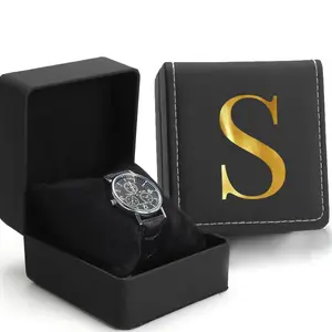 Letter Design Watch Storage Box, 1 Count Faux Leather Jewelry Display Box, Durable & Elegant Design Watch Box for Men Women Watch Lovers & Collectors, Fashionable Watch Accessories