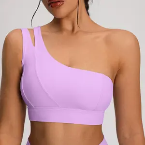 Women's Bare-Skin Feel One-Shoulder Beauty-Back Yoga Outfit Set, Quick-Dry Stretchy Two-in-One Sports Skirt, Summer Style for Outdoor Fitness, Running, and Yoga