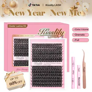 Siren | Kisslily 100D Dramatic Fluffy Lash Clusters Kit I Mega Volume Lashes, D-Curl, DIY Ultra Soft Eyelashes Extension Individual lashes, Waterproof Long Lasting bond seal remover Makeup backtoschool TikTokShopBlackFriday