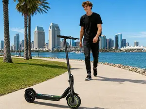 Foldable Commuter Electric Scooter with 350W Motor, 8.5" Solid Puncture-Proof Tires, App-Connected Function, Safe Double Braking System for Sports & Outdoor Fitness Use