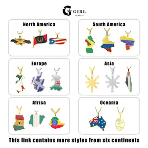 GGIRL Fashion Creative World Map Pendants Necklaces, NationalFlags, Unique Gifts for Women and Men, Trendy & xquisite Jewelry Necklaces for Gifts Daily Versatile Accessories Decor Festival Gifts