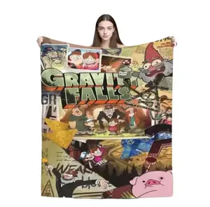 Super soft flannel blanket, gravity drop cartoon light toss blanket for dormitory, nap time, living room, or travel, all seasons
