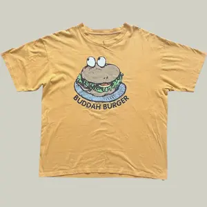 Vintage 90s Funny Fast Food Graphic Tee, Retro Yellow Hamburger Cartoon Art T-Shirt