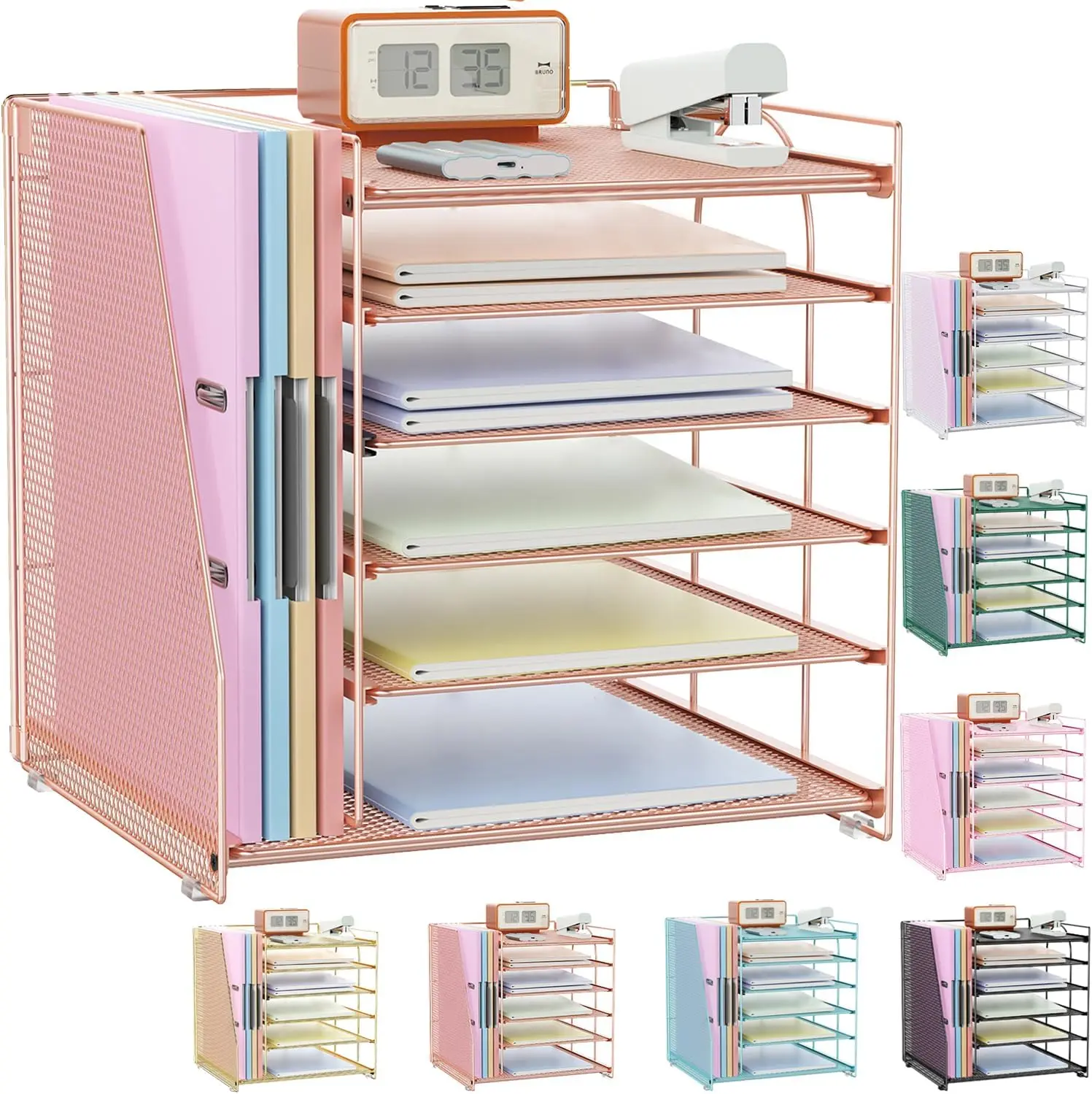 Desk Organizers and Accessories, 6-Tier Paper Organizer with Magazine Rack File Organizer