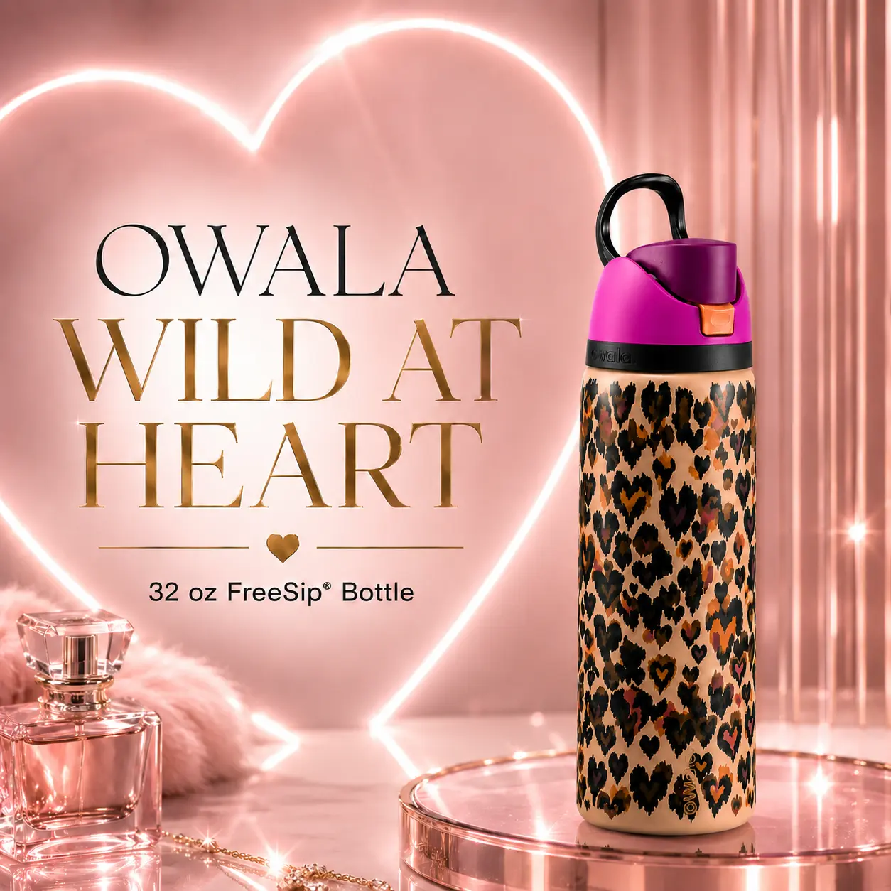 Owala FreeSip Wild at Heart 32 oz Insulated Stainless Steel Water Bottle