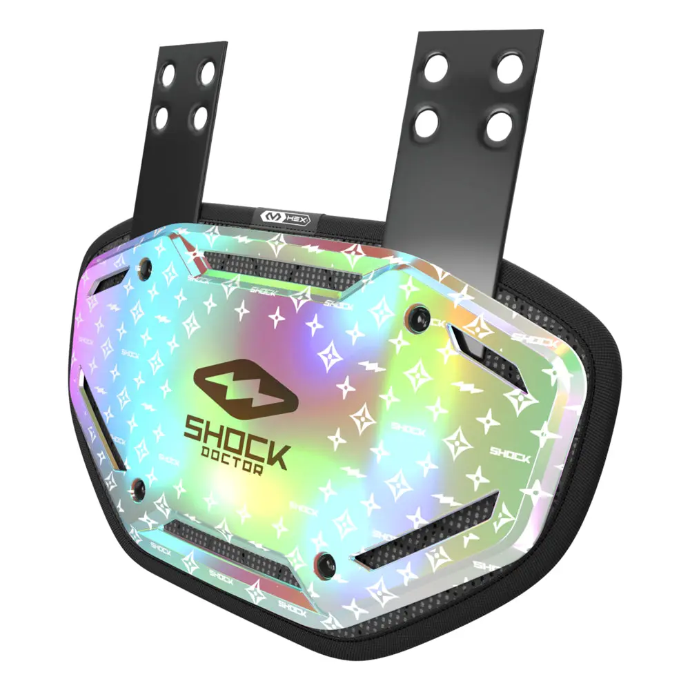 Shock Doctor Showtime Iridescent Lux Back Plate MAX PROTECTION Comfort Speed Ventilated HEX Padding for Football Players Shock Doctor Showtime Iridescent Lux Back Plate MAX PROTECTION Comfort Speed Ventilated HEX Padding for Football Players