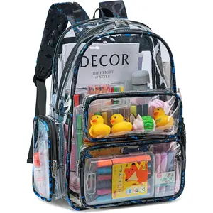 L-CPB003  Clear Backpack Heavy Duty Transparent Bag See Through BookBag for Student School Work Festival Sport Travel