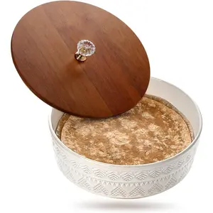 Ceramic Tortilla Warmer with Lid, 9 Inch Tortilla Holder, Insulated Bread & Pancake Warmer for Tacos, Roti, Large Tortillero Container, Mexican Party, Microwave and Dishwasher Safe