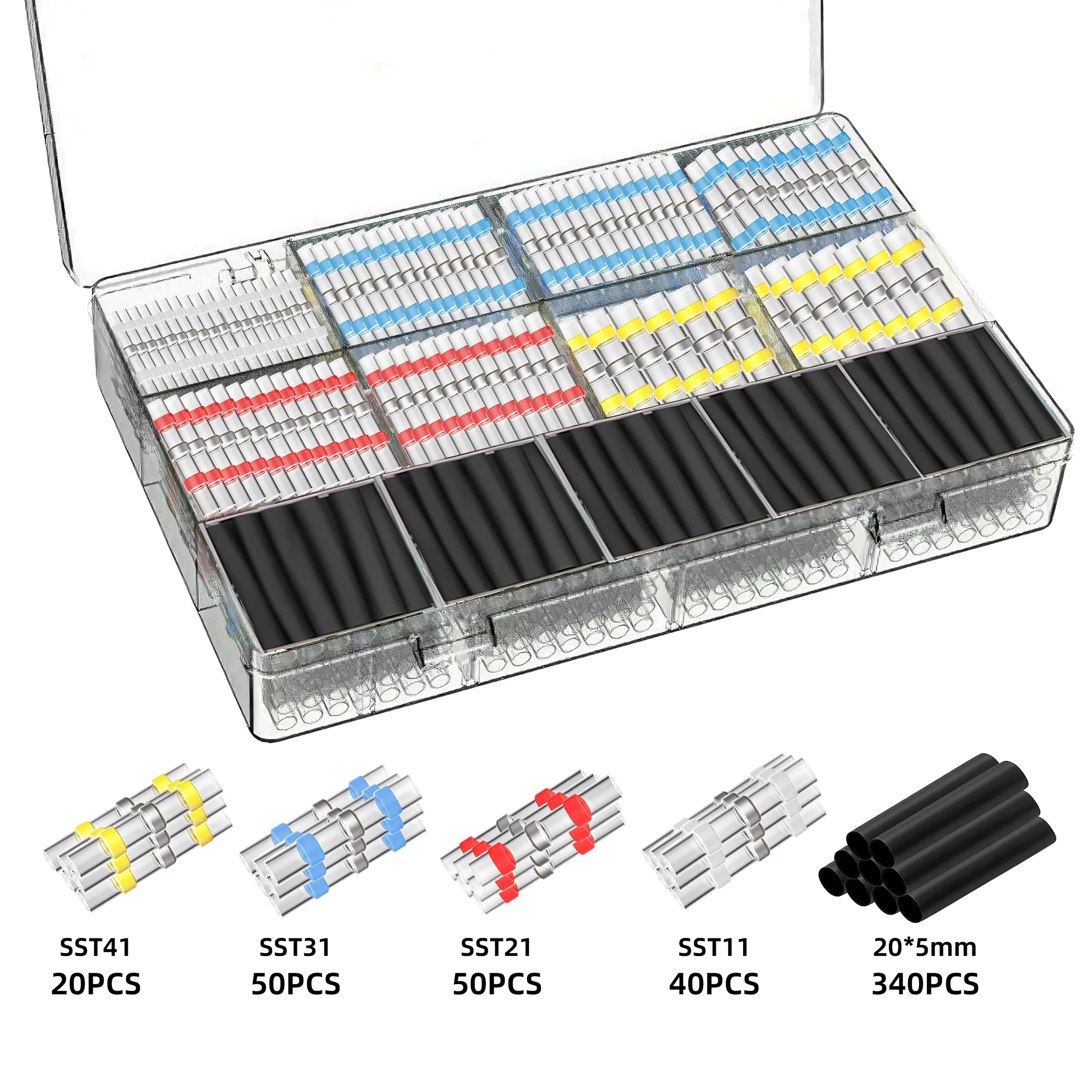 500pcs car heat shrink butt crimp terminal plug kit,Durable reliable connectors,car accessories,waterproof solder seal electrical connector for summer,car essentials,car and boat repair tools for automotive and marine wiring,Crimping Terminals