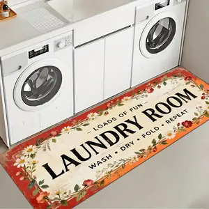 1 Pc Laundry Room Rug, Soft Washable Rugs, Soft And Comfortable Carpet Anti-Slip Floor Mat Floral Print Suitable For Living Room Bedroom Kitchen Decorative Rug Farmhouse Kitchen Carpet Washable Soft Rug