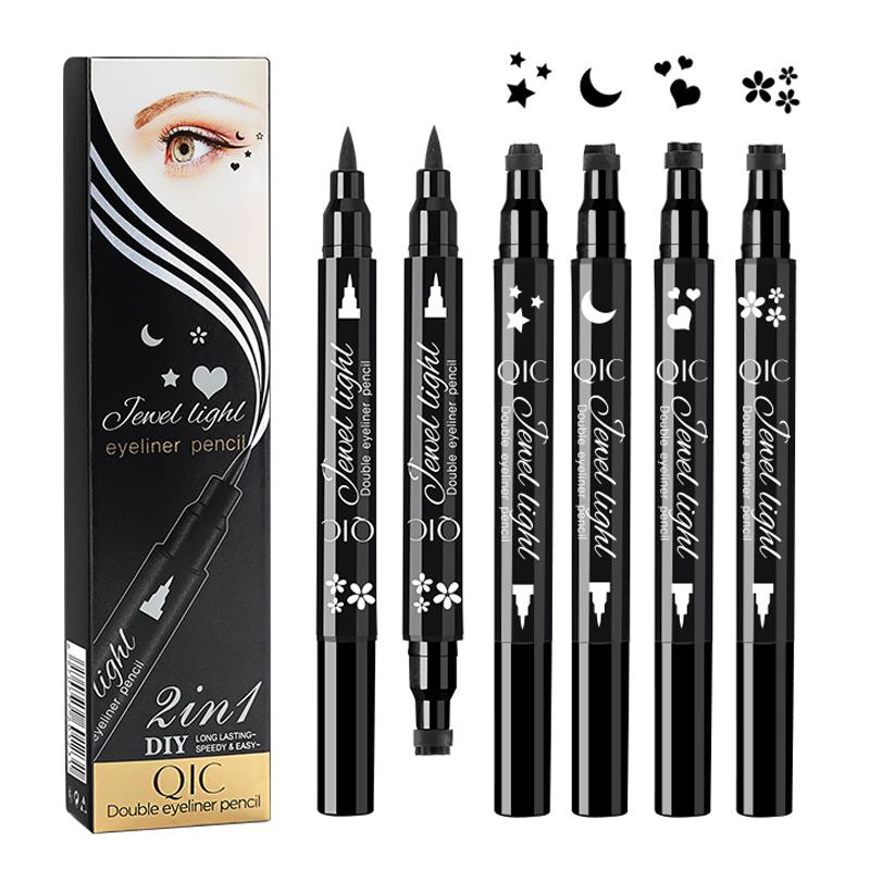 Dual-Head Eyeliner Pen with Stamp – Smudge-Proof Waterproof Eyeliner Pencil, Quick-Drying Liquid Liner for Cat Eye & Creative Makeup Decoration