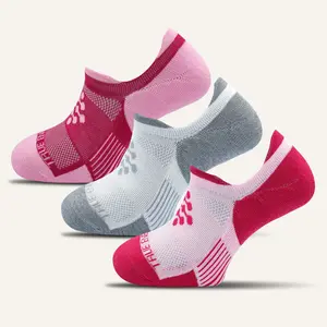 Women’s Colorful Elite Performance No Show Socks with Double Tab – 3 Pair