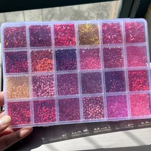 8000pcs Box Amber Color Glass Seed Beads Set, 3mm 24 Colors, 4-6mm Faceted Crystal Beads for Jewelry Making, Earrings Bracelets Necklaces, DIY Kits