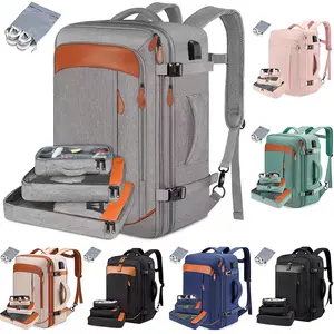 Expandable 40L Carry On Backpack, Airline Approved Travel Backpack with 4 Packing Cubes, Water Resistant Weekender Bag for Travel Fits 17.3" Laptop for Weekend Travel high school student daypack men