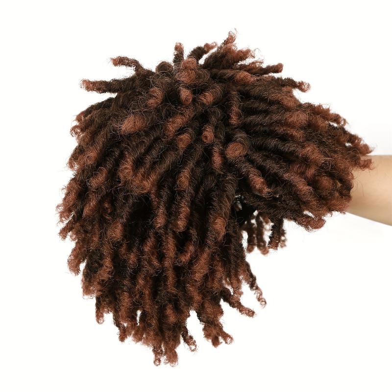 LEZN HAIR Chic Short Dreadlock Wig for Black Women - 6 Inches Ombre Synthetic Hair, Faux Locs Twist Braided Afro Curly Style, High-Temperature Fiber, Fit