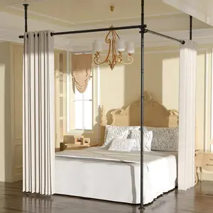 Adjustable Heavy Duty No Drilling Tension Room Divider Curtain Rod 4-10ft(H) 28-114inch(W) for Studio Apartment Room Separation